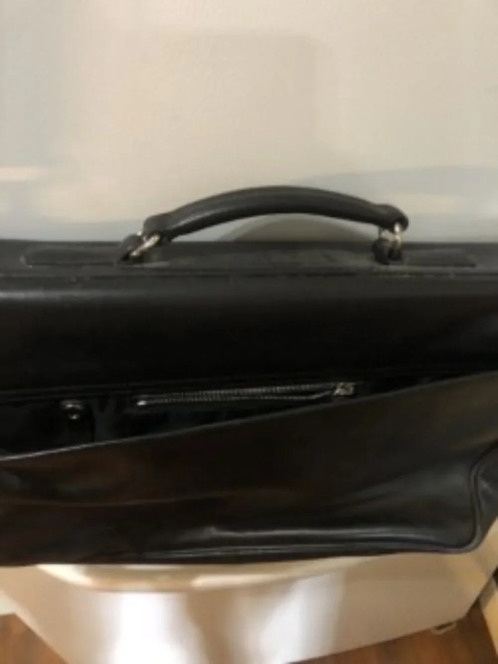 Black leather Coach computer bag